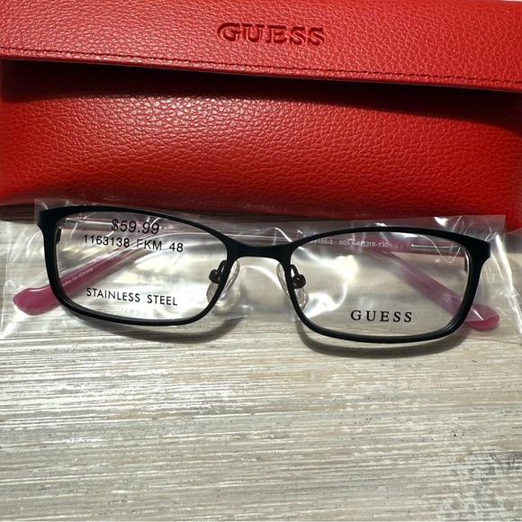 Guess Stainless Steel Glasses - GU9155-3 - Black & Pink | Comes w/ Case - Picture 2 of 6